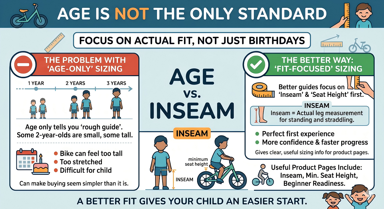 age vs inseam for balance bike sizing