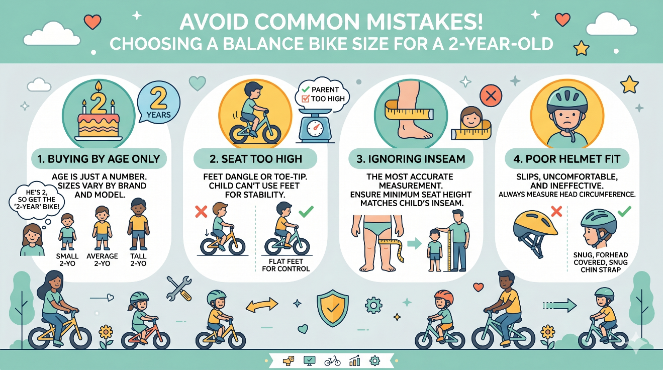 common balance bike sizing mistakes for 2 year olds
